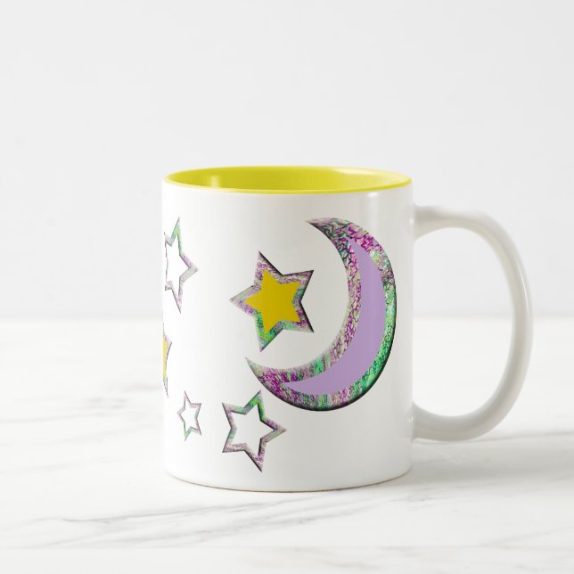 Crescent Moon & Stars #3 Two-Tone Coffee Mug (Right)