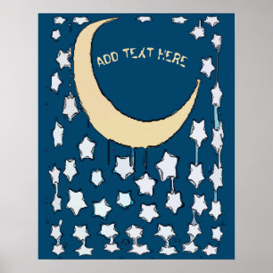 Crescent Moon & Stars, add textPoster Poster
