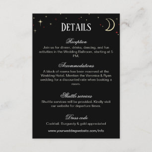 Crescent Moon & Stars Evening Wedding Details Enclosure Card