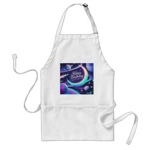 Crescent moon, stars, planets Galaxy-themed Standard Apron