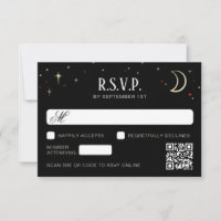 Crescent Moon Stars QR Code Wedding RSVP