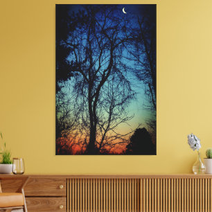 Crescent Moon Sunrise Wrapped Canvas Art