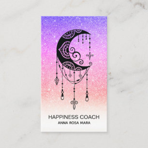 *~* Crescent Moon Talisman Shaman Luna Glitter Business Card