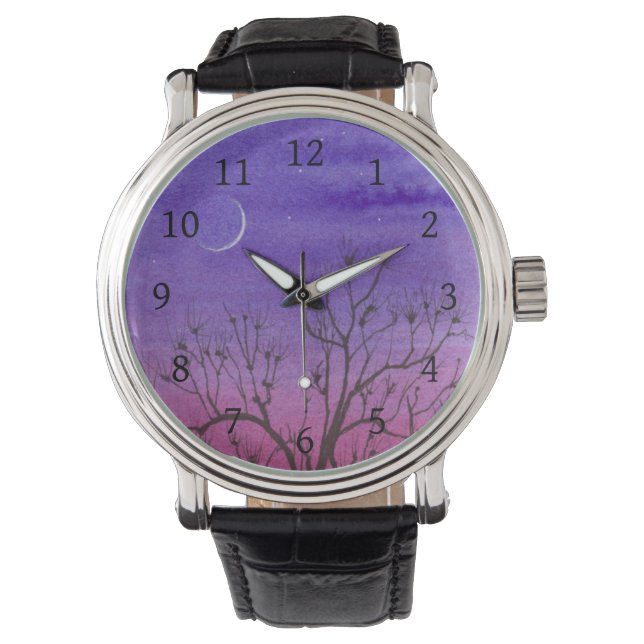 Crescent Moon & Tree Wrist Watch (Front)