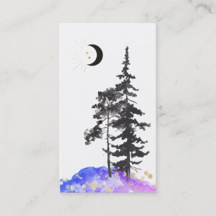 *~* Crescent Moon Trees Gold Stars Glitter Blue Business Card