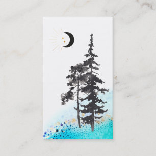 *~* Crescent Moon Trees Gold Stars Moon Beams Business Card