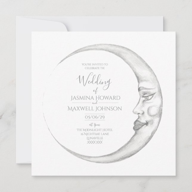 Crescent Moon Wedding Invitation (Front)
