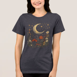 Crescent Moon & WIldflower Starry Night Tri-Blend Shirt