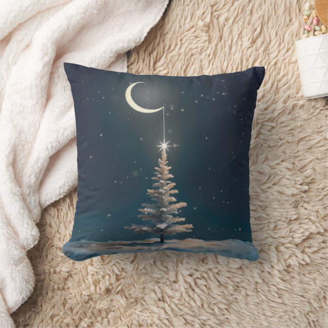 Crescent Moon With a Christmas Star Cushion (Blanket)
