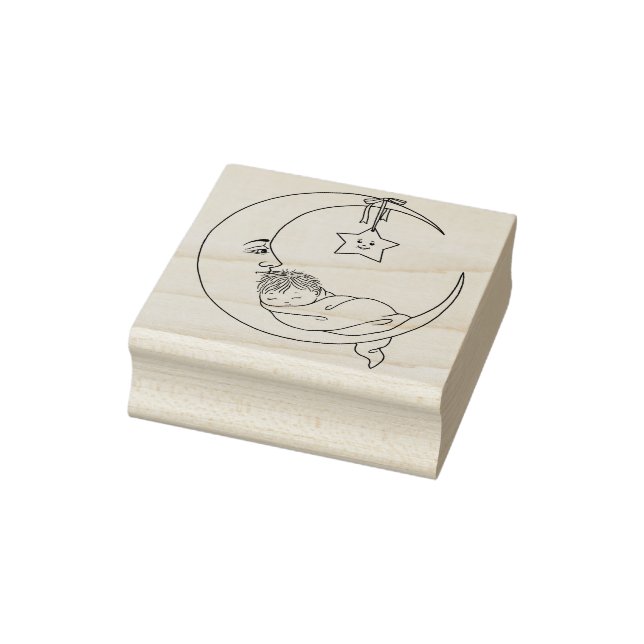 Crescent Moon with Baby Rubber Stamp (Stamp)