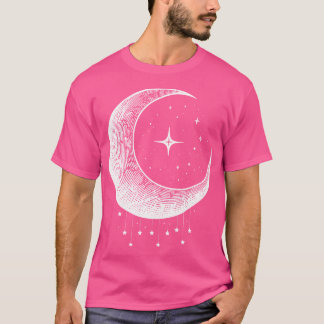 Crescent Moon With Stars Evening Sky Nighttime Lun T-Shirt