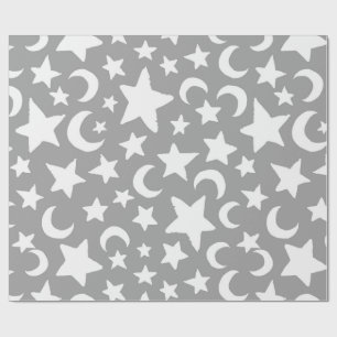 Crescent Moons and Stars Wrapping Paper