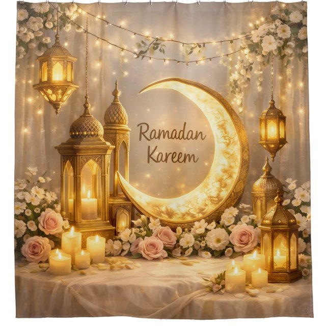 Crescent Of Light And Peace – Crescent Moon Art Shower Curtain (Front)
