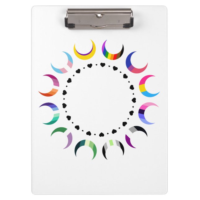 Crescent Pride Moons & Black Hearts Clipboard (Front)