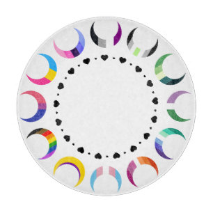 Crescent Pride Moons & Black Hearts Cutting Board