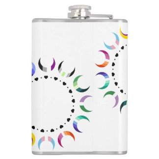 Crescent Pride Moons & Black Hearts Hip Flask
