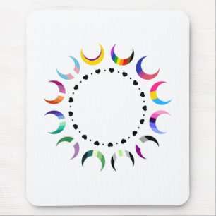 Crescent Pride Moons & Black Hearts Mouse Pad