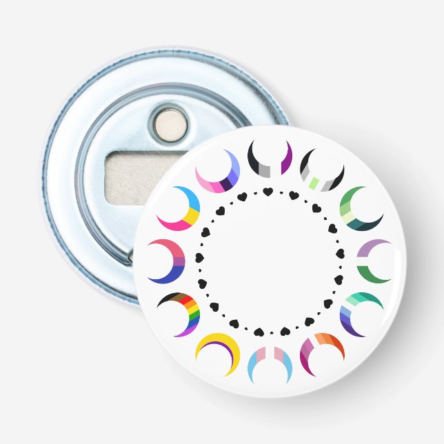  Crescent Pride Moons & Heart Ring  Bottle Opener (Front)