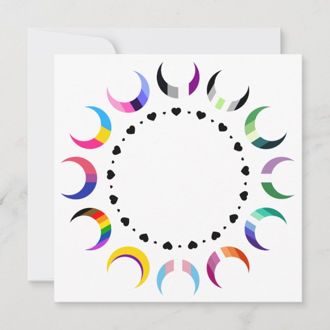  Crescent Pride Moons & Heart Ring  Invitation (Front)