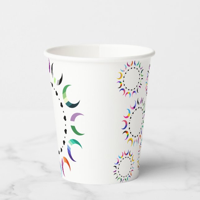 Crescent Pride Moons & Heart Ring Paper Cups (Left)