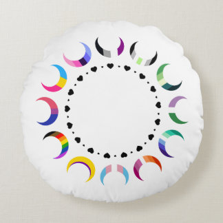  Crescent Pride Moons & Heart Ring  Round Cushion