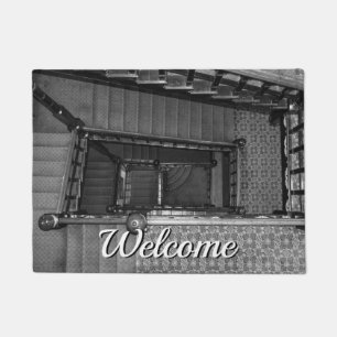 Crescent Stairwell Grayscale Welcome Doormat