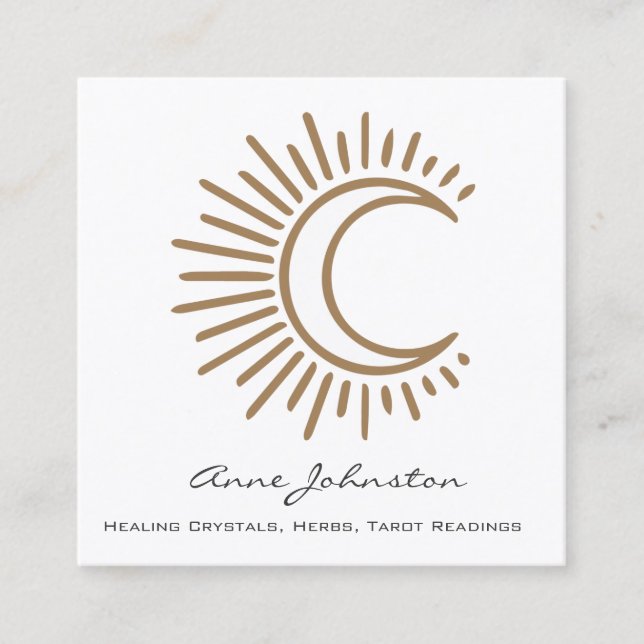 Cresent Moon Boho Square Business Card (Front)