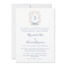 Crest Blue Initial Wedding Invitation