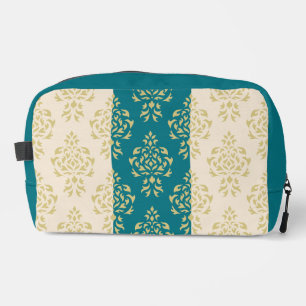 Crest Damask Pattern – Gold on Teal & Cream Dopp Kit