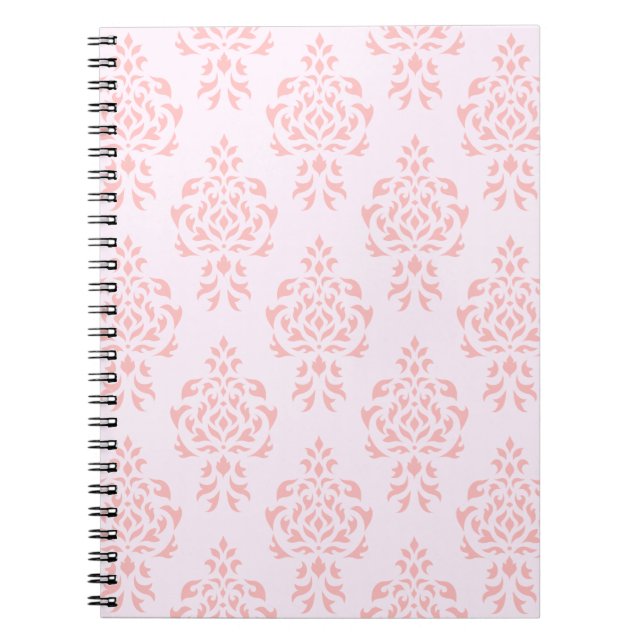 Crest Damask Repeat Pattern Pinks Spiral Notebook (Front)