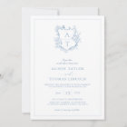 Crest Dusty Blue Monogram QR Code Wedding