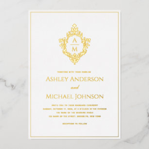 Crest Monogram 2 Initials Elegant Wedding Gold