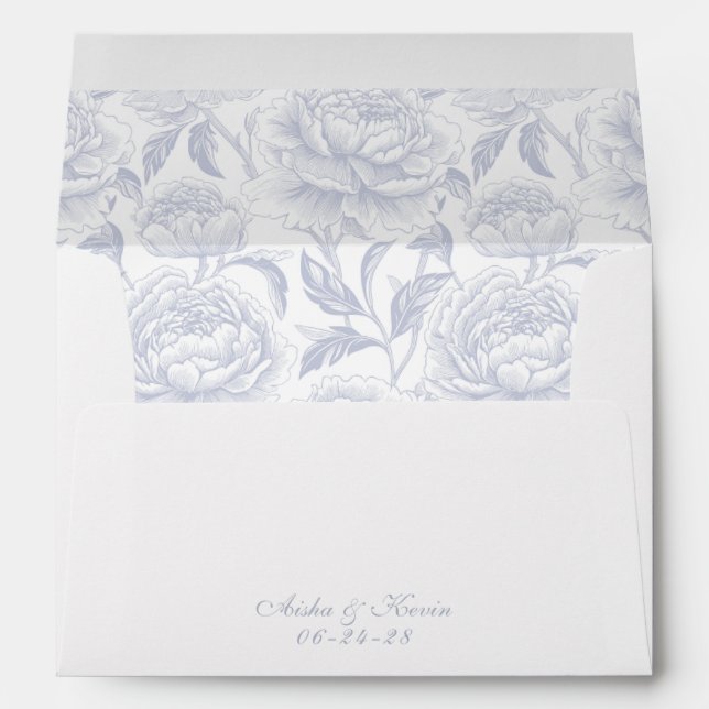 Crest Monogram Dusty Blue Script Envelope (Back (Bottom))