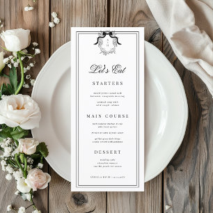 Crest Monogram French Bow Let's Eat White Wedding Menu
