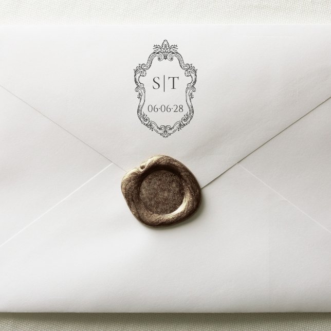 Crest Monogram French Vintage Wedding Rubber Stamp (Creator Uploaded)