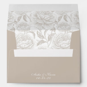 Crest Monogram Pale Taupe Script Envelope