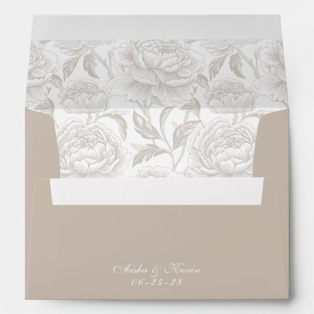 Crest Monogram Pale Taupe Script Envelope (Back (Bottom))