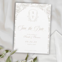 Crest Monogram Pale Taupe Script