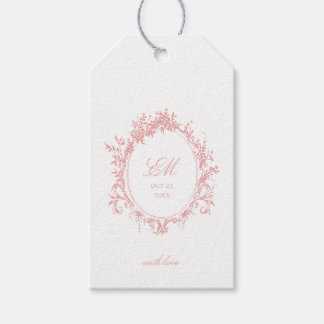 Crest Monogram Pink Chinoiserie Wedding Logo Gift Tags