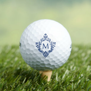 Crest Monogram Royal Blue Initial Elegant Vintage Golf Balls