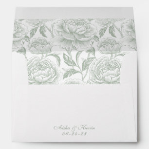 Crest Monogram Sage Green Script Envelope
