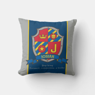 Crest name and meaning letter J Josiah boys pillow