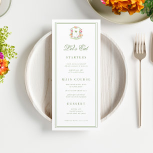 Crest Palm Tree Monogram Lets Eat Tropical Wedding Menu