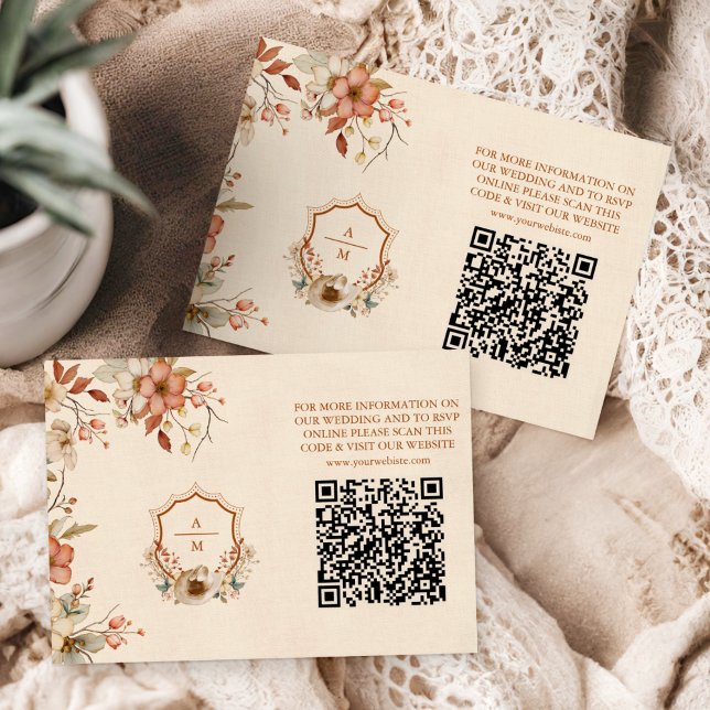 Crest  Western Country Bohemian Floral Wedding RSVP Card (Creator Uploaded)