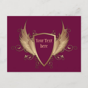 CREST with WINGS + Your Text Postcard