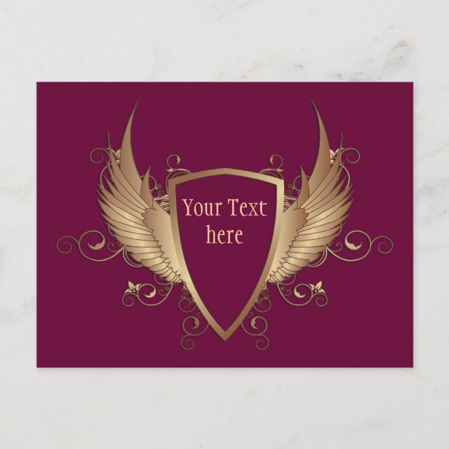 CREST with WINGS + Your Text Postcard (Front)