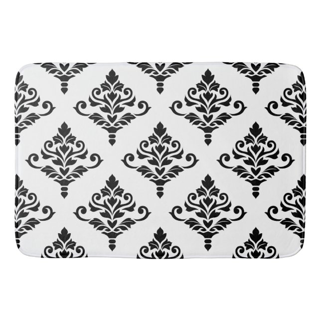 Cresta Damask Pattern (B) Black Bath Mat (Front)