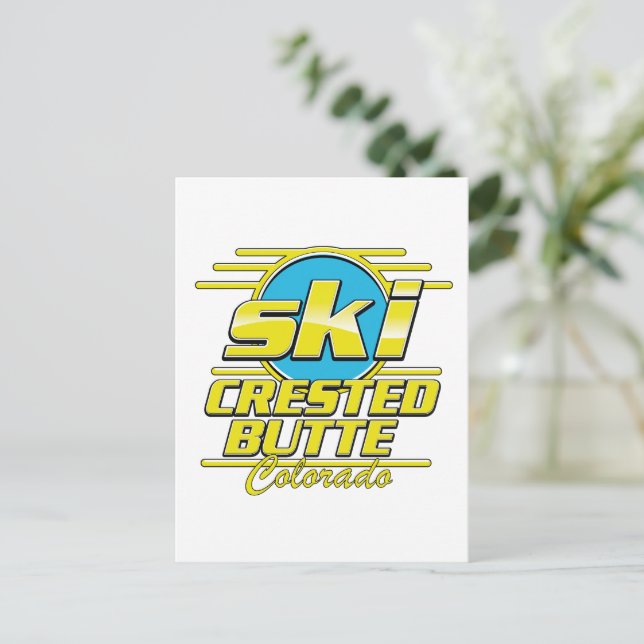 Crested Butte Colorado 80s ski logo Postcard (Standing Front)