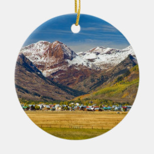 Crested Butte Colorado Autumn View Ceramic Tree Decoration