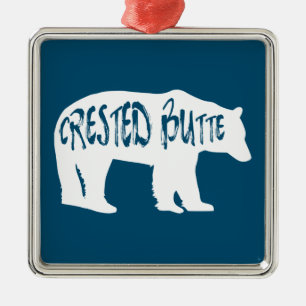 Crested Butte Colorado Bear Metal Tree Decoration